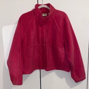 Aritzia Sunday Best Bright Pink Fleece Jacket Sweater